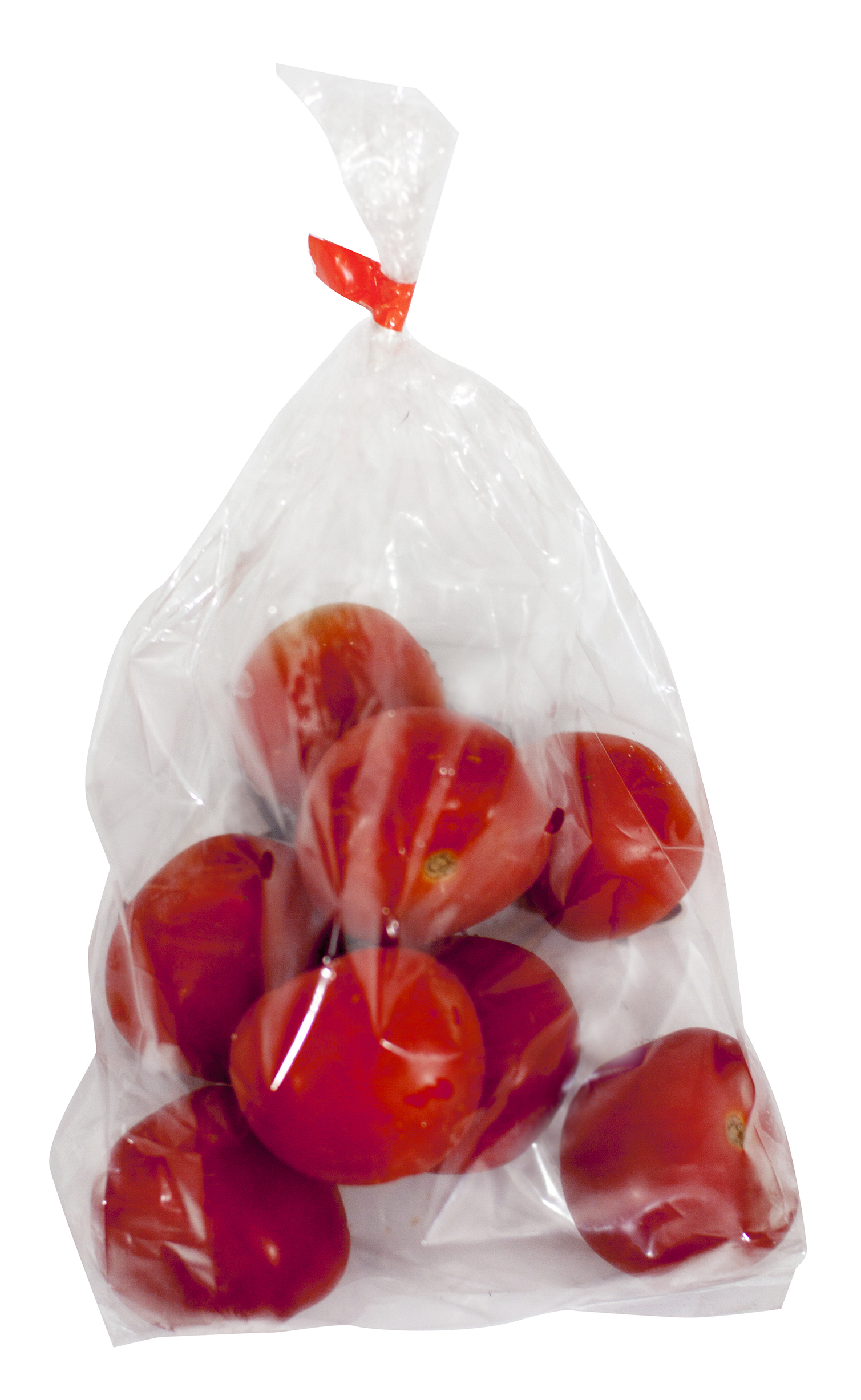 Tomatoes in Polypropylene Bag sealed with Red Bag Seal Tape