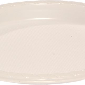7" White Round Plastic PS Plates