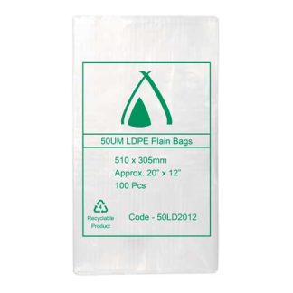 50UM LDPE Clear Bags 20" x 12"