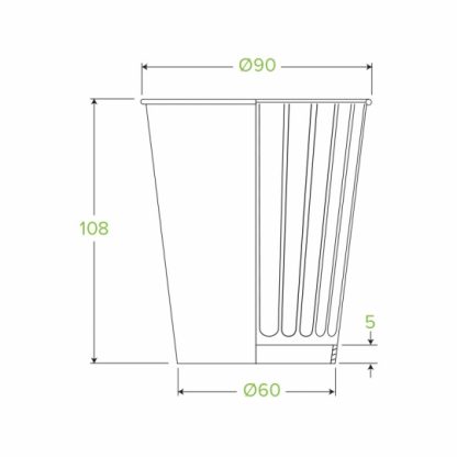 CUP PAPER DRINKING HOT DOUBLE WALL COMPOSTABLE 12OZ KRAFT BROWN DIMENSIONS