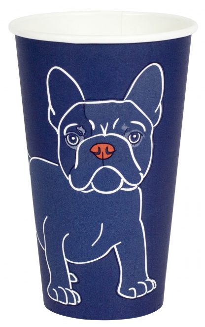 16oz Compostable Single-Wall Coffee Cup French Bulldog