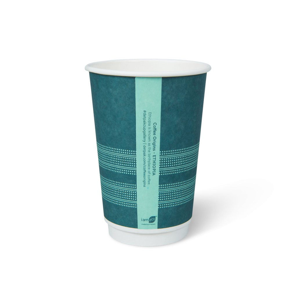 Compostable Double Wall Hot Paper Cup 16oz Coffee Origins Matte Series ...