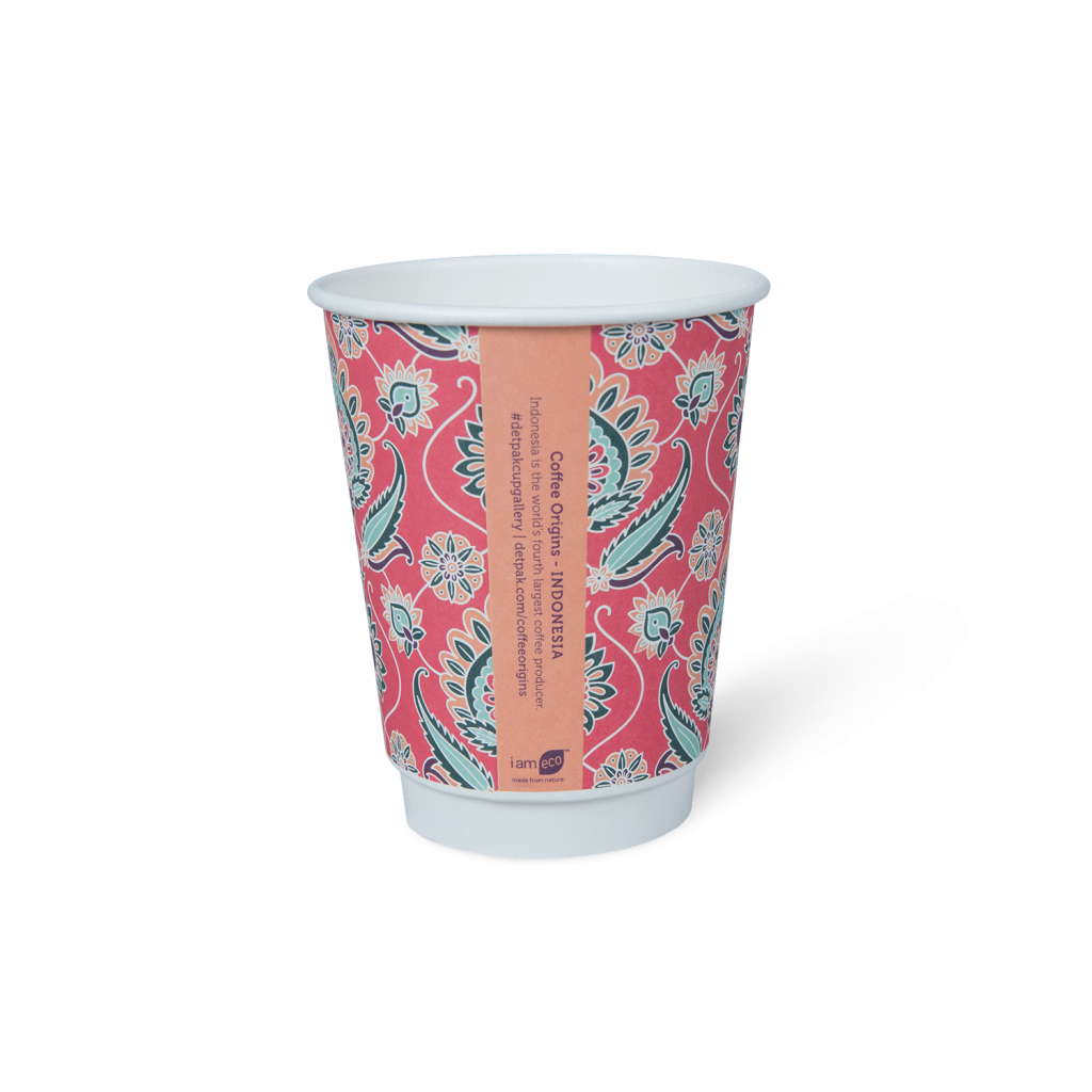 Compostable Double Wall Hot Paper Cup 12oz Coffee Origins Series ...