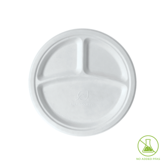 Sugarcane Round Plate 9”/3 compartment