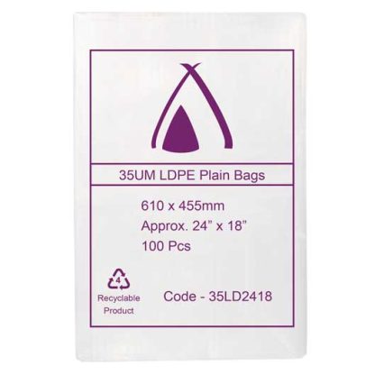 CLEAR LDPE BAGS 24" X 18" / 35 UM
