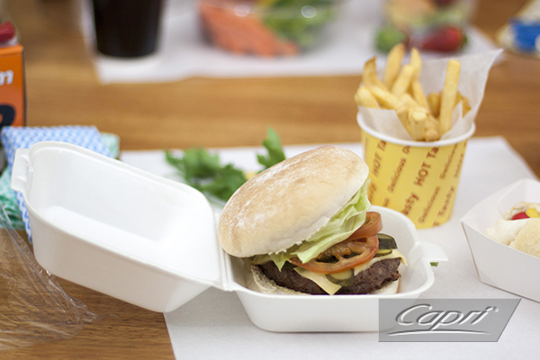 cling film, Blue Wipe, natural fibre burger clam, chip cup, Greaseproof Paper, hot dog tray