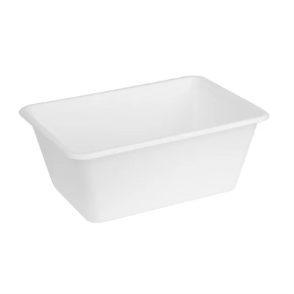1000ml Sugarcane Takeaway Containers Angled View White Background