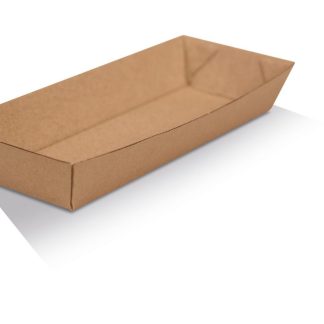 Hot Dog Tray Brown Corrugated Kraft Plain