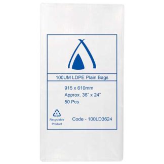 100UM LDPE Clear Bags 36" x 24"