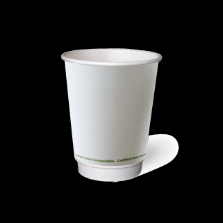 WHITE 12oz SQUAT AQUEOUS SMOOTH DOUBLE WALL HOT CUP