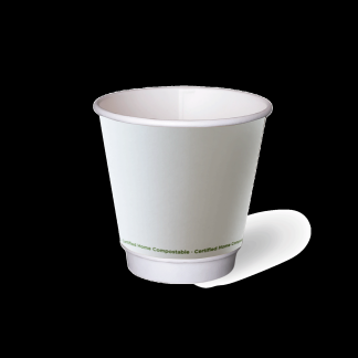 WHITE 8oz SQUAT AQUEOUS SMOOTH DOUBLE WALL HOT CUP