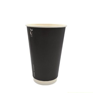 PLA SMOOTH DOUBLE WALL HOT CUP 16oz BLACK